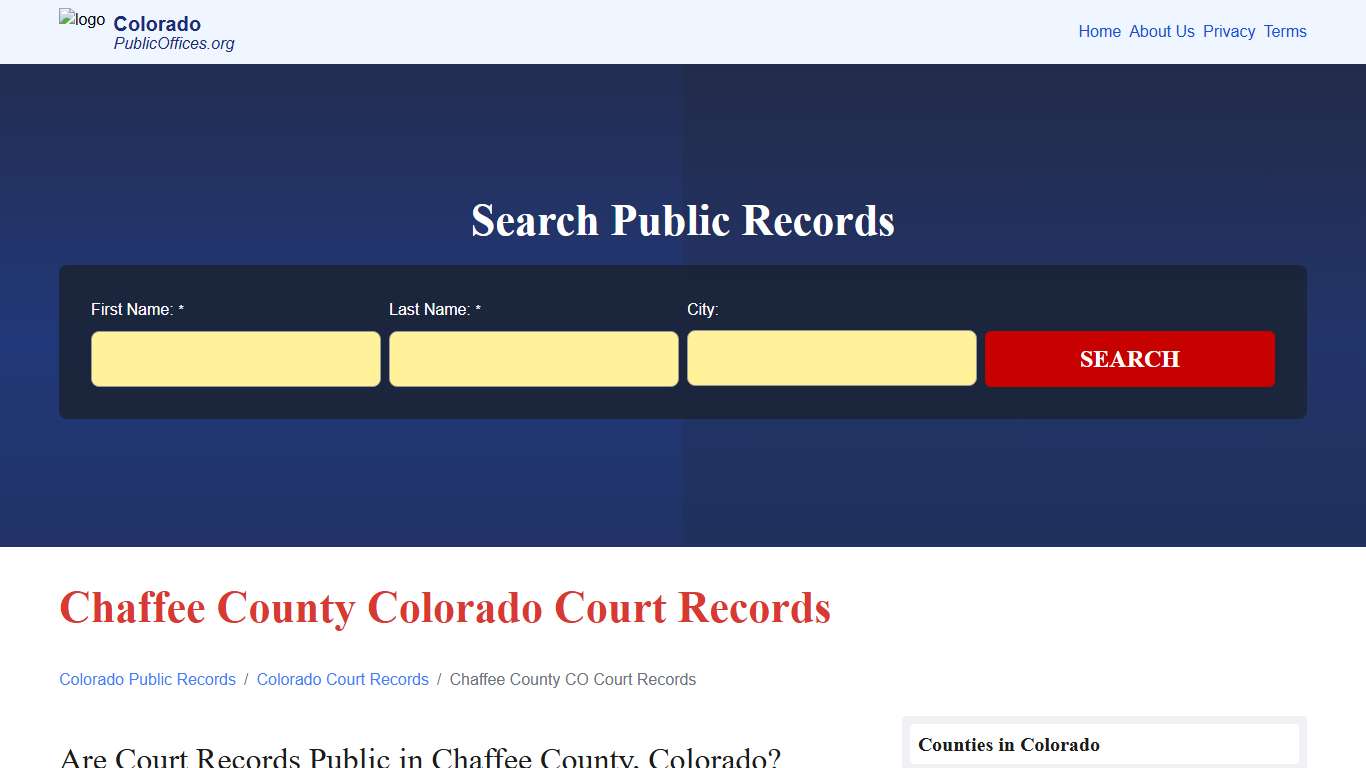 Chaffee County, CO Court Records Search – PublicOffices.org